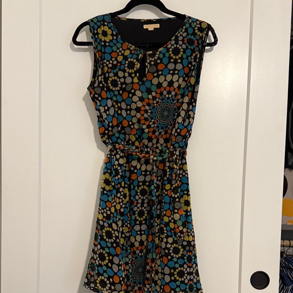 Tulle Black and Multicolor Patterned Mini Dress